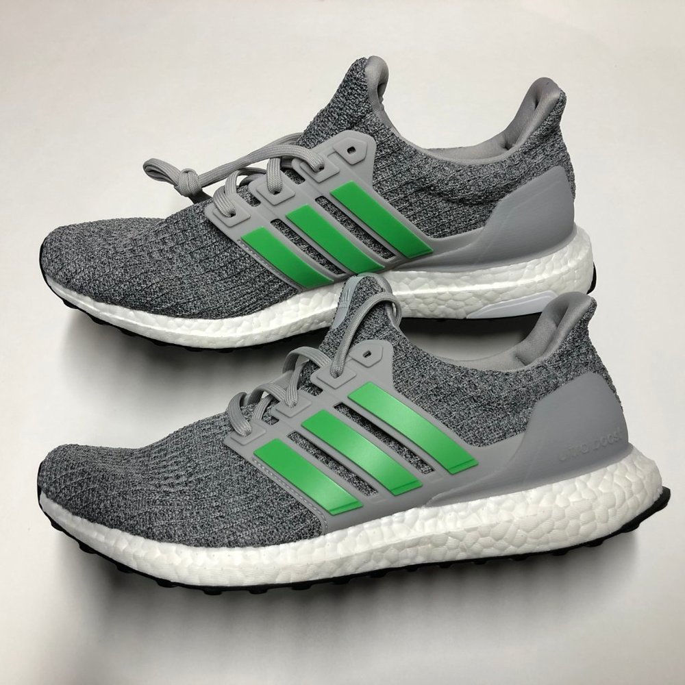 adidas Ultraboost Grey Green Lime Mens Shoes - Picture 3 of 7